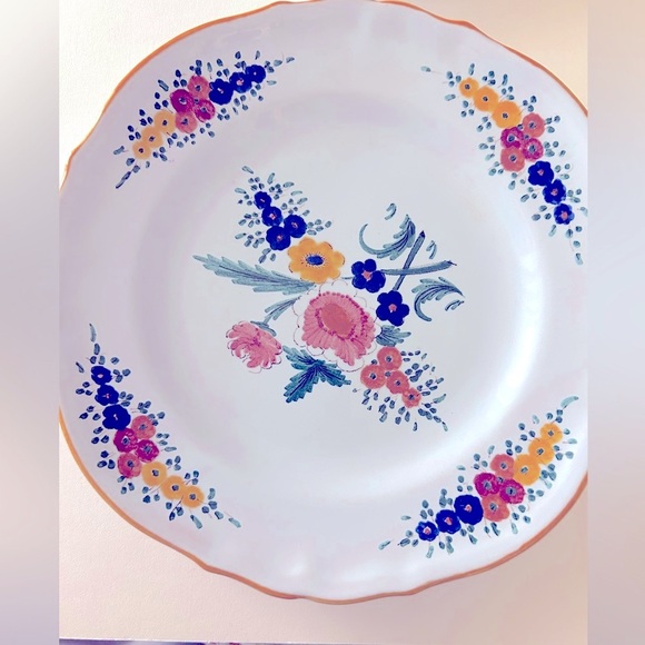 2 CACF Faenza Rare Italian Plates, 1950s Vintage, 8”floral ceramic earthenware